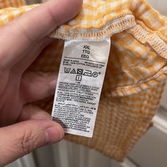Old Navy Checker Tie-Shoulder Blouse Size XXL Gold Smocked Gingham Cami Swing - Picture 4 of 9